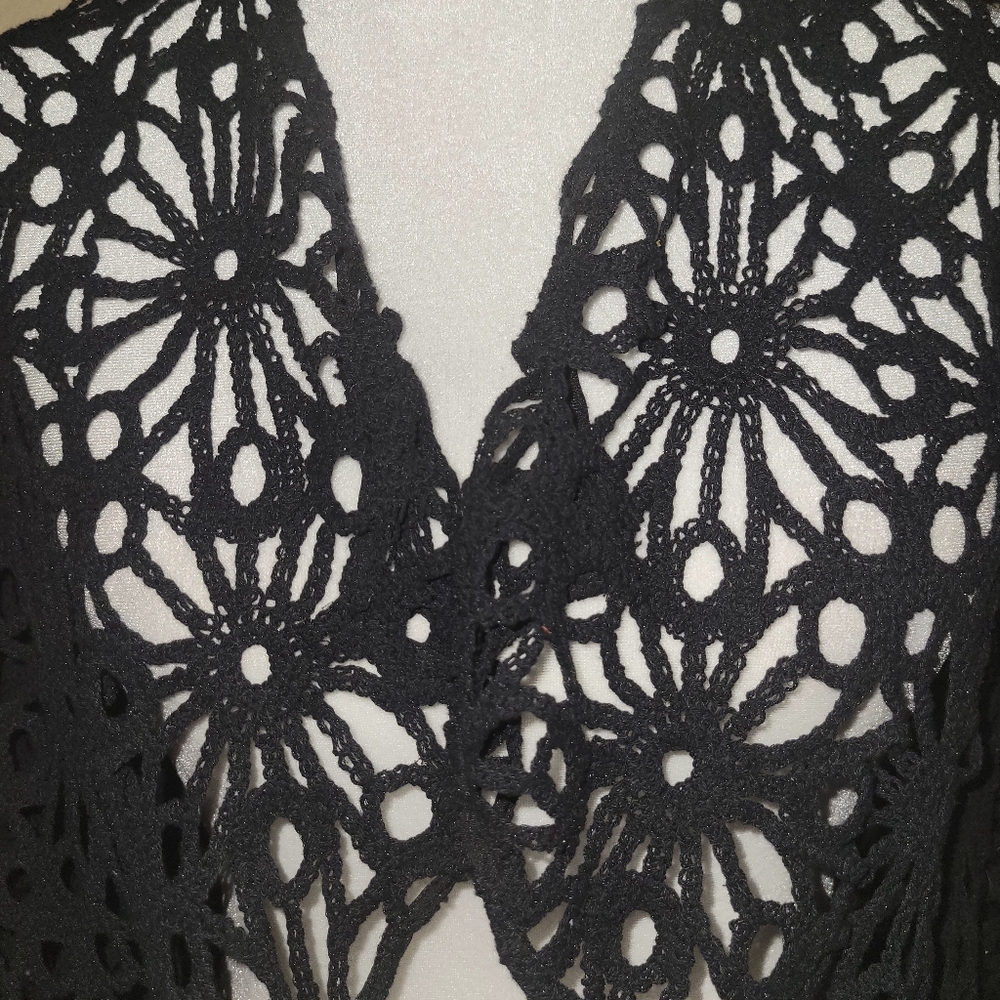 Express Women's Black Cardigan Crochet Long Sleeve NWT Sz SM  $12 - Picture 9 of 9